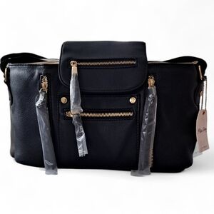 Miss Fong Stroller Organizer Black Faux Leather Cup Holder Storage Bag